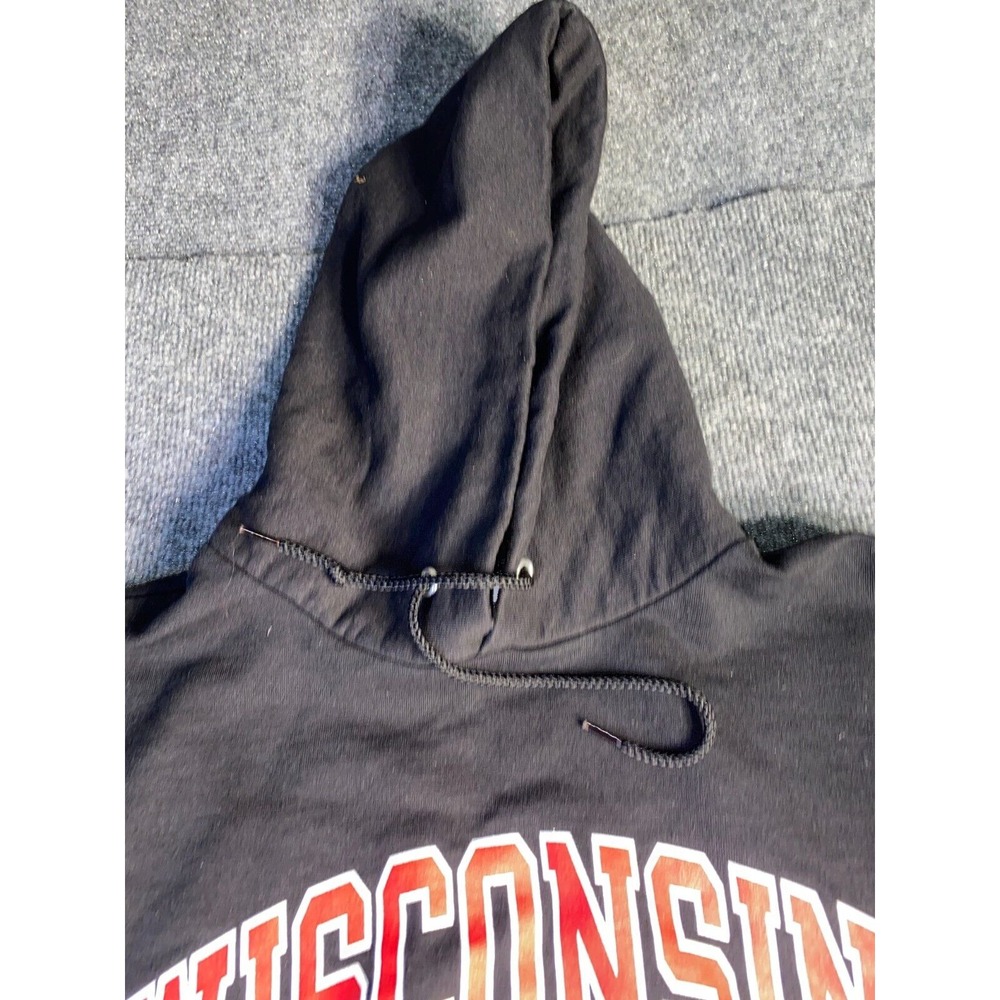 Wisconsin Badgers Champion Hoodie Football Men's‎ L Black Authentic Athleticwear - Picture 7 of 9